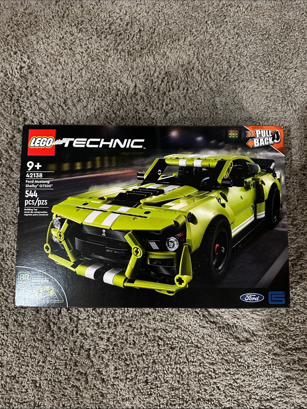 Lego Technic Ford Mustang Shelby GT500 Bright Green and White Race Build